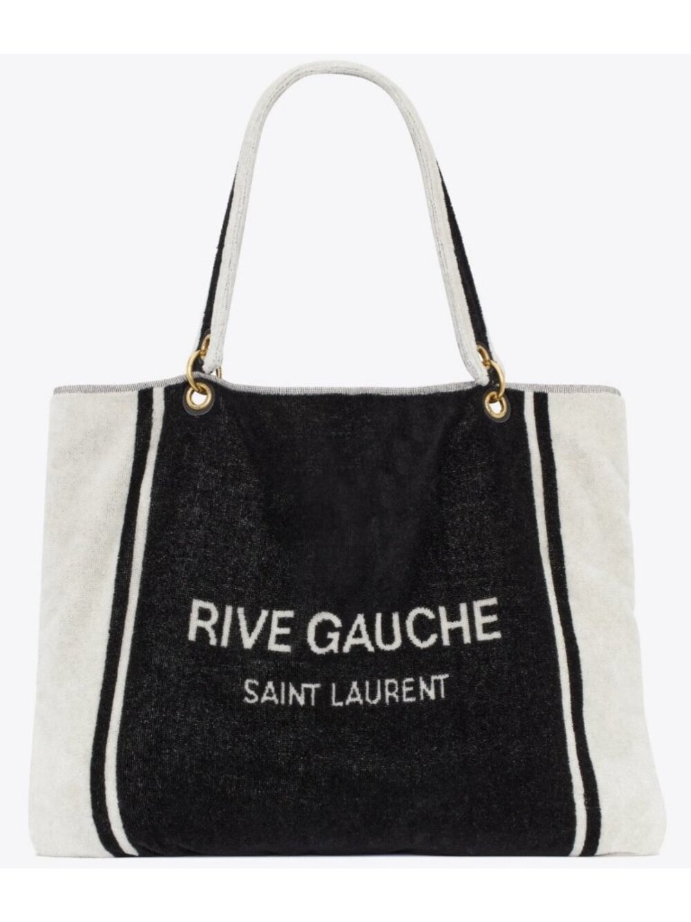Saint Laurent Rive Gauche Black and White Canvas Tote
